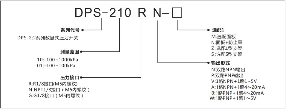 DPS-2數(shù)顯壓力傳感器型號說明